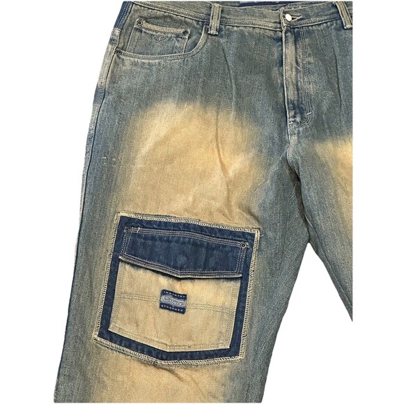 Vintage Y2K Enyce Faded Baggy Jeans Skater‎ Bleached 40x30 Crazy Wash Grunge - Picture 3 of 7